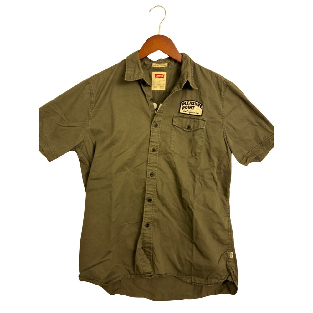 Levis Pleasure Point California Shirt Mens Short Sleeve Olive Rat Fink Graphic